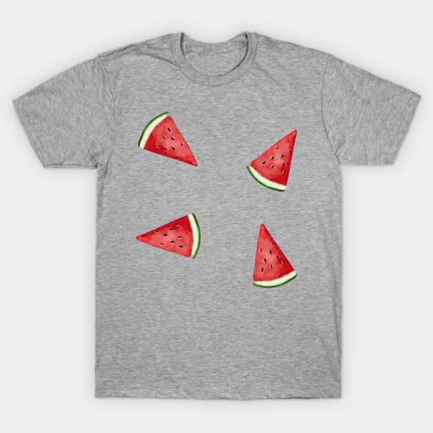 Watermelon Slices Pattern T-Shirt by designs-by-ann